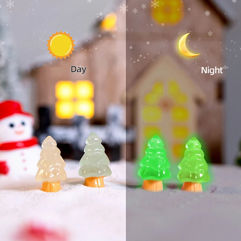 Luminous Figurine Miniature Cute Noctilucent Christmas Tree Micro Landscape Ornaments for Home Decorations Tabletop Beauty World Shop