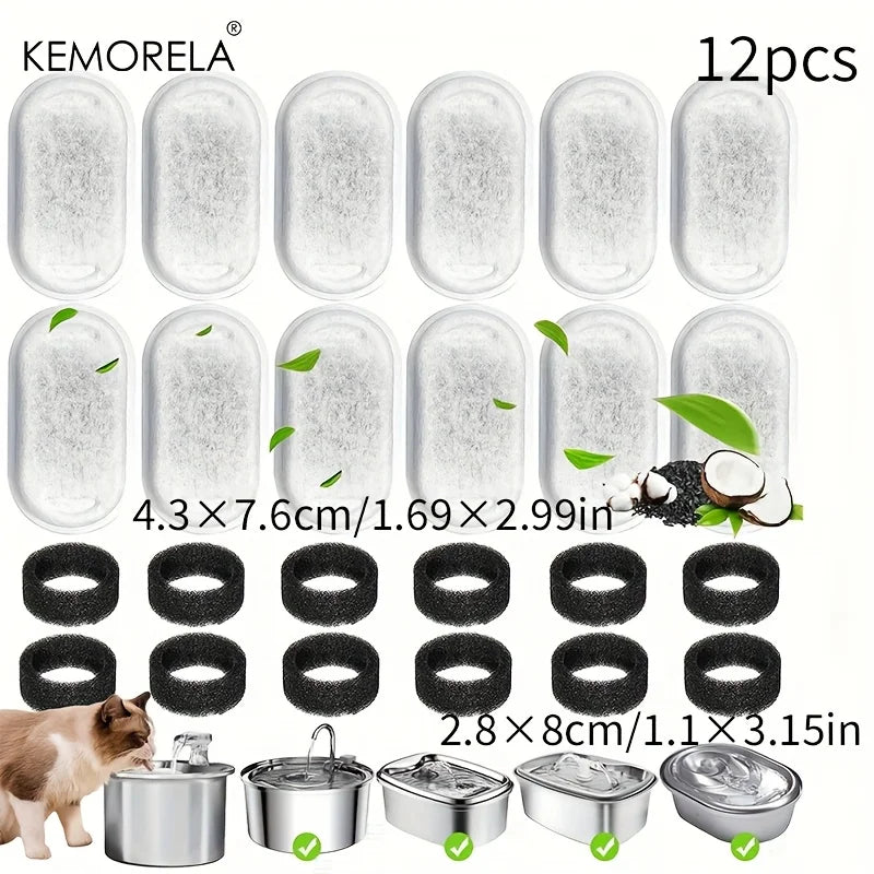12/15PCS Cat Water Fountain Activated Carbon Sponge Filters for Stainless Steel Water Dispenser Pet Healthy Water Care Accessory Beauty World Shop
