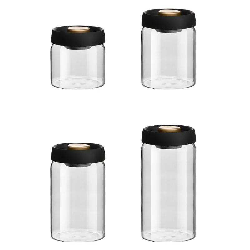 Manual Vacuum Sealed Coffee Jar High Borosilicate Glass Moisture Proof Tea Storage Container for Kitchen Coffee Beauty Trend Shop
