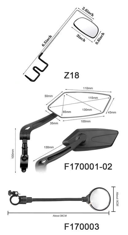 2PCS Bicycle Rearview Mirror 360 Degree Adjustable Rotatable Universal Cycling Handlebar Rear View Mirrors for MTB Road Bike Beauty World Shop
