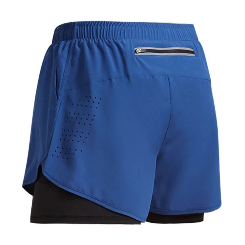 NEW Sport Shorts Men Sportswear 2 In 1 Short Pants Double-deck Beach Bottoms Summer Gym Fitness Training Jogging Running Shorts Beauty World Shop