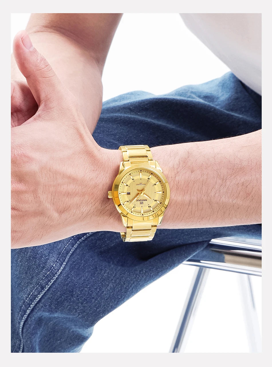 2024 Top Brand NAVIFORCE Mens Watches Stainless Steel Strap Casual Male Quartz Sports Wristwatch Luxury Waterproof Date Clock Beauty World Shop