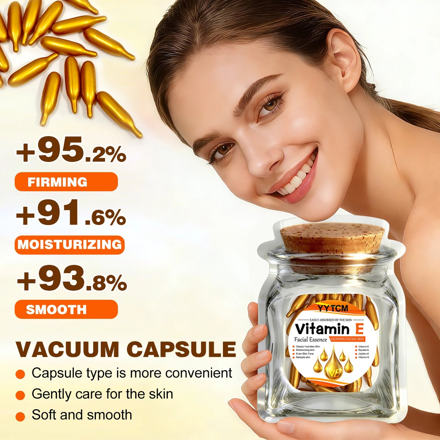 Vitamin E Deep Moisturizing Capsule Essence–Hydrates Smooths Skin. Formulated Squalane Vitamin 18/30/48/60/90/180 Capsules Beauty World Shop