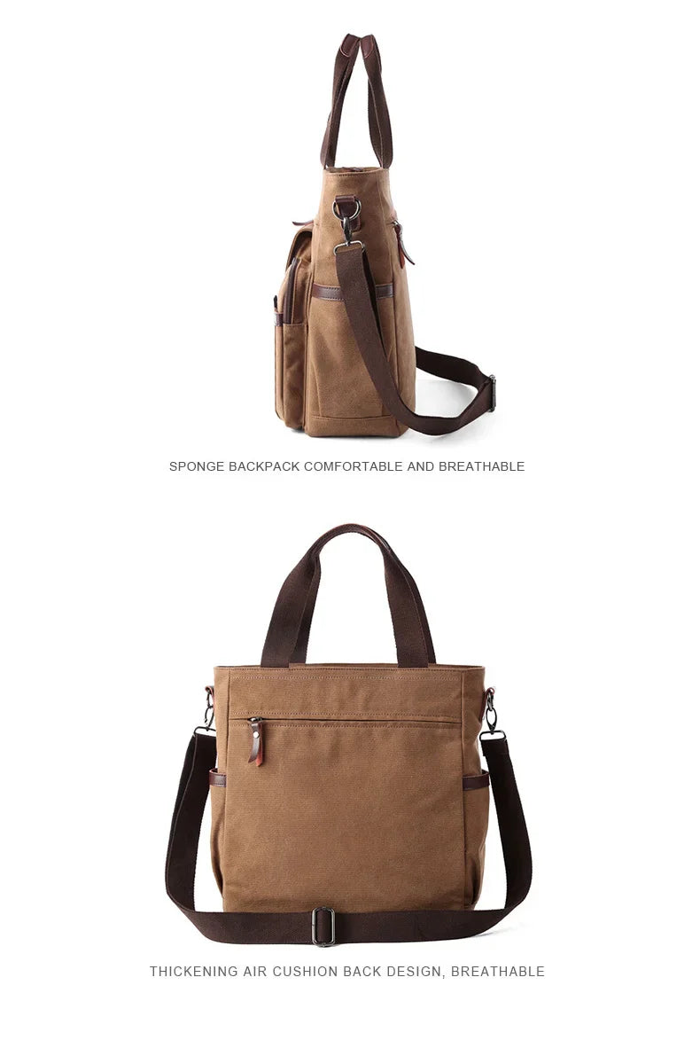 Men's Handbags Briefcase Canvas Shoulder Bag Man for Documents Large Capacity Tote Laptop Bag Crossbody Travel Bags Vintage K004 Beauty Trend Shop