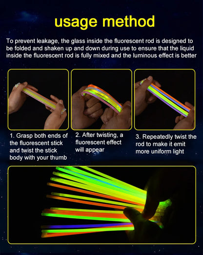 50/100Pcs Fluorescence Sticks Party Multicolor Glowing Stick Bright Colorful Light Bright Bendable Glow Bracelet Party Supplies Beauty World Shop