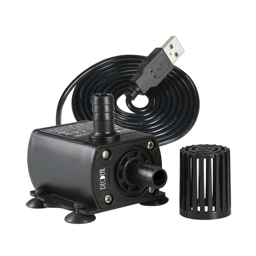 USB DC5V Ultra-quiet Mini Brushless Water Pump Waterproof Submersible Fountain Aquarium Circulating 250L/H Lift 200cm Beauty World Shop