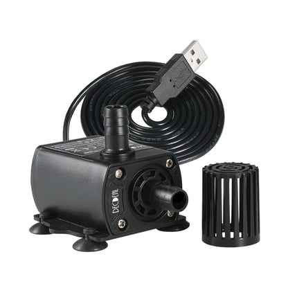 USB DC5V Ultra-quiet Mini Brushless Water Pump Waterproof Submersible Fountain Aquarium Circulating 250L/H Lift 200cm Beauty World Shop