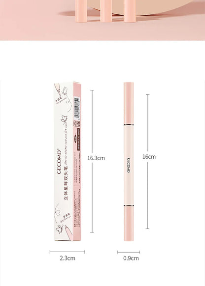 GECOMO 3D star eye double head silkworm pen, keep makeup lasting, waterproof and not easy to stain, brighten Beauty Trend Shop