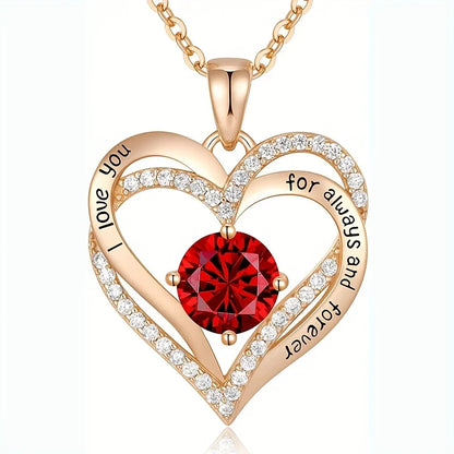 Luxury Red Zircon Pendant Necklaces With Rose Flower Gift Box For Girlfriend Women I Love You Gifts 2024 Trendy Wedding Jewelry Beauty World Shop