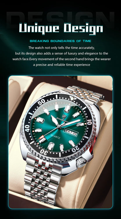 POEDAGAR Luxury Business Men Watch Date Week Waterproof Luminous Man Wristwatch Sport Stainless Steel Quartz Men's Watches Reloj Beauty World Shop
