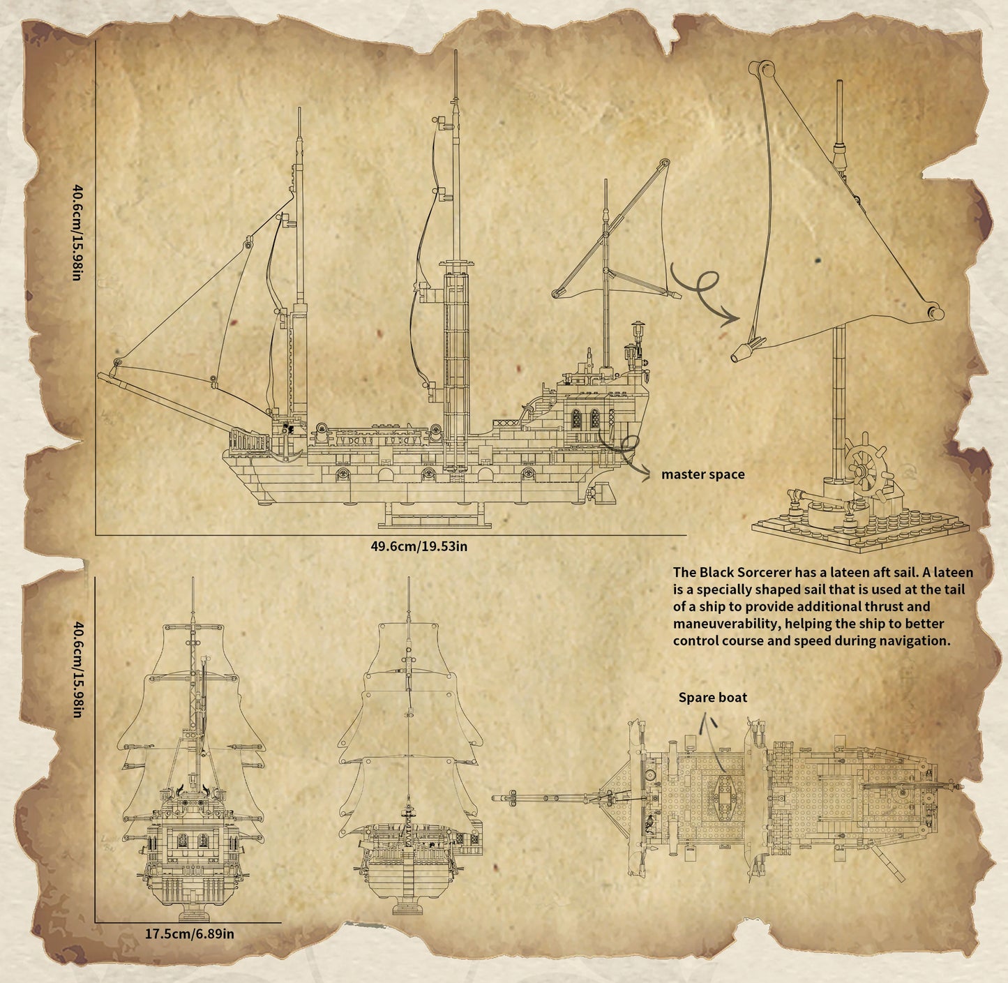 1424PCS Black Pirate Ship Building Blocks Skeleton Ghost Boat Model Assembly Bricks Toys Desktop Decoration Kids Holiday Gifts Beauty World Shop