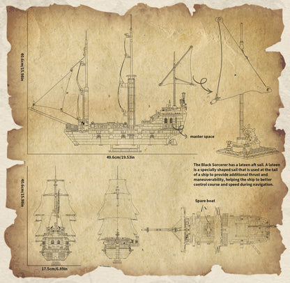 1424PCS Black Pirate Ship Building Blocks Skeleton Ghost Boat Model Assembly Bricks Toys Desktop Decoration Kids Holiday Gifts Beauty World Shop