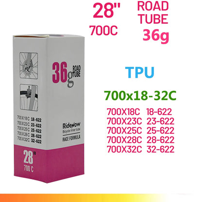 RideNow TPU Bike Inner Tube 700C 700x18 23 25 28 32 35 37 40 47C Road Bicycle Tire MTB Bike Camera 29x1.5 1.75 1.9 pneu aro Beauty World Shop