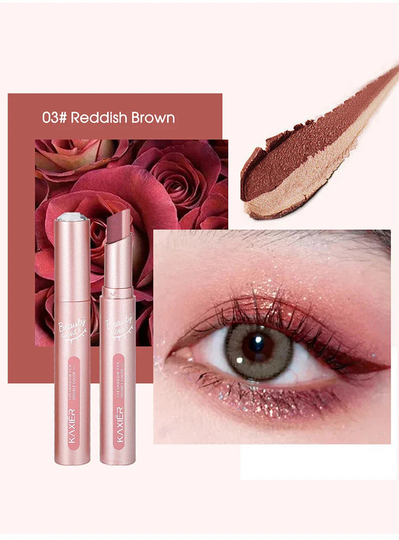 Gradient two-color eye shadow pen waterproof, sweat proof, not easy to smudge, pearlescent, fine shiny, lazy eye shadow s Beauty Trend Shop