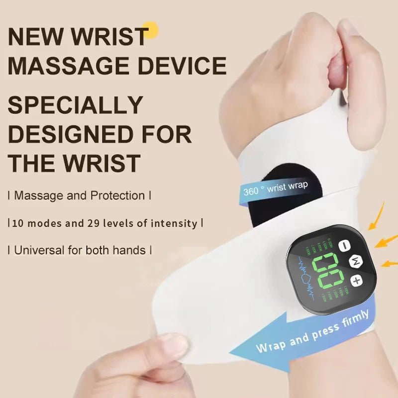 Electric Cordless Hand Wrist Massager 10 Mode Vibration Massage 29 Levels Massage Hands Rechargeable Wrist Brace Protector Wrap Beauty World Shop
