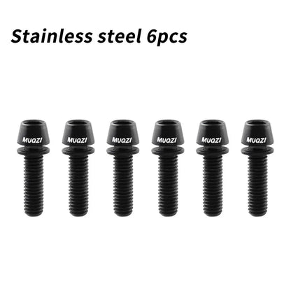 MUQZI 6pcs Stem Bolts M5x17mm Bicycle Handlebar Stem Screw With Washer MTB Road Bike Stem Riser Screw Beauty World Shop