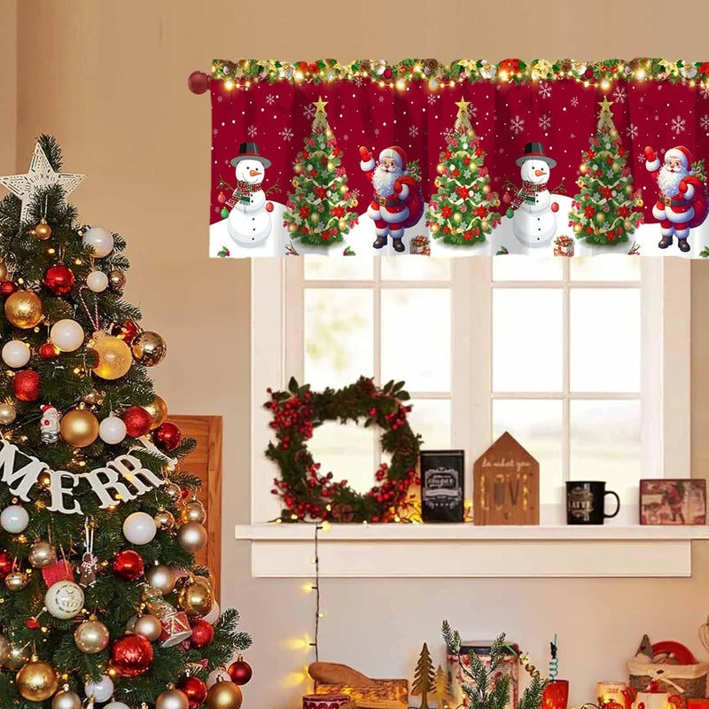 Christmas Short Curtains Valances Merry Christmas Decorations For Home 2025 Xmas Navidad Kitchen Bedroom Ornaments New Year 2026 Beauty World Shop