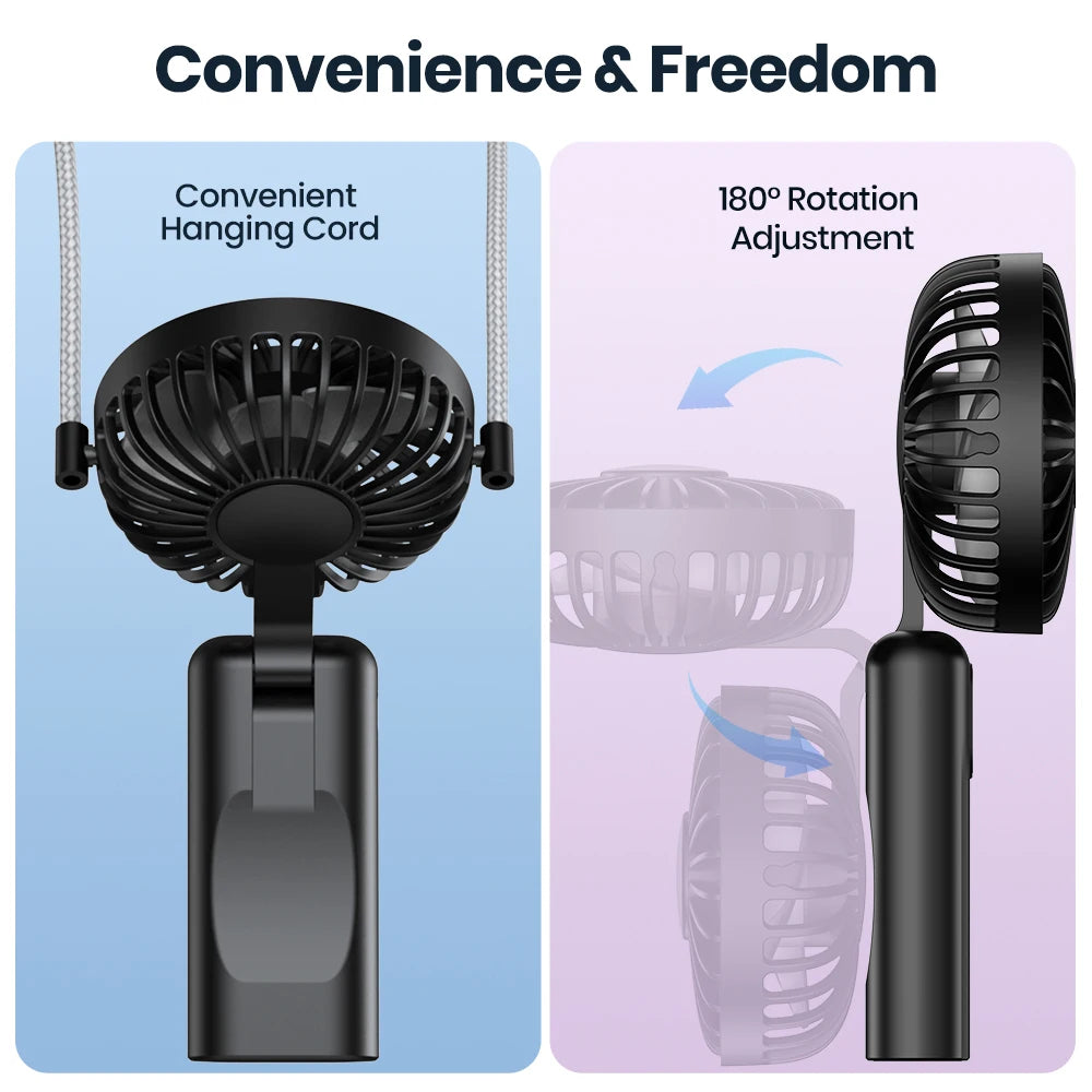 TOPK Portable Mini Fan,2400mAh USB Rechargeable Hand Neck Fan 3in1 Personal Electric Fan Standing Fans for Room Camping Foldable Beauty World Shop