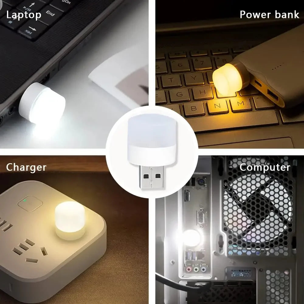 Small USB Night Light Computer Mobile Power Charging Mini Book Lamps LED Light Warm White Eye Protection Reading Light 1/10Pcs Beauty World Shop