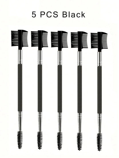 1/2/5PCS 3 Head Eyebrow Eyelash Shaper Double Head Brush Makeup Grooming Tool Cosmetic With 3 Different Spoolie Brushes Beauty World Shop