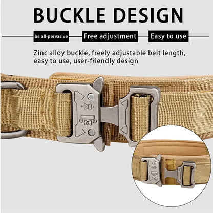 Pet Products Outdoor Tactical Dog Collar Metal Buckle Breathability Nylon Collar Medium and Large Dog Training Neck Collar Dog Beauty World Shop