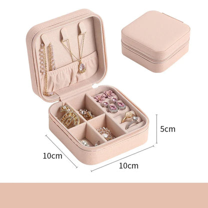 Portable Mini Jewelry Storage Box Travel Organizer Jewelry Case Leather Storage Earrings Necklace Ring Jewelry Organizer Display Beauty World Shop