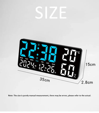 Digital Wall Clock with Atmosphere Lights Remote Control TEMP Humidity Display LED Large Table Clock Multifunctional Alarm Clock Beauty World Shop