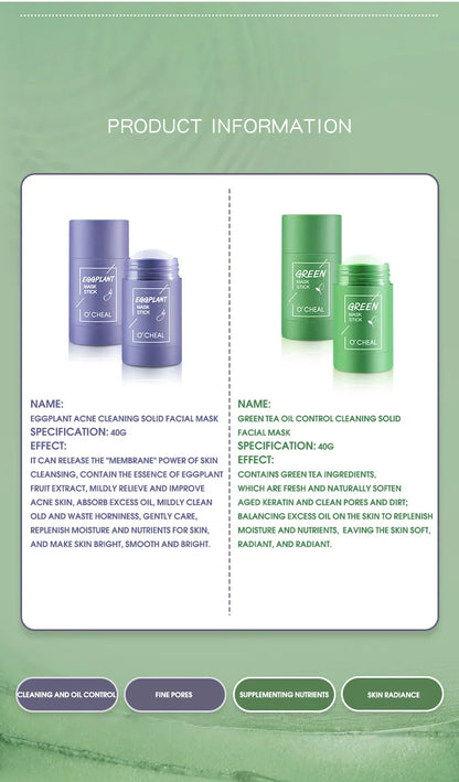 Solid facial mask Stick Green Tea Honey Peach Cleaning Pore Moisturizing Long Charcoal Eggplant Mud Film Beauty Trend Shop