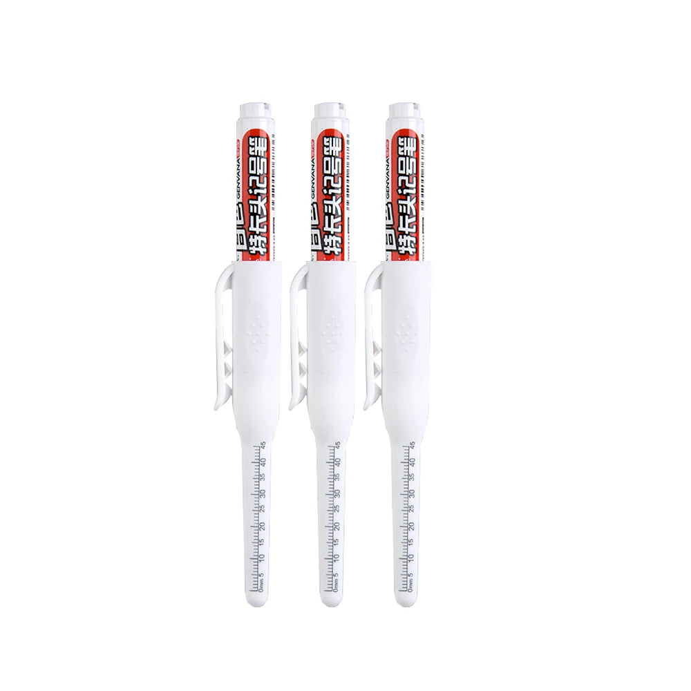 45mm Waterproof Deep Hole Marker Pens Long Nib Head Carpenter Pen Black/Blue/Red Ink for Multi-Purpose Woodworking Hand Tools Beauty World Shop