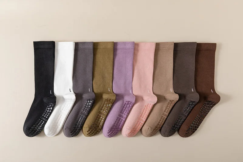 Professional Yoga Socks Women Silicone Non-slip Solid Color Pilates Socks Cotton Breathable Floor Gym Fitness Dance Sports Socks Beauty World Shop