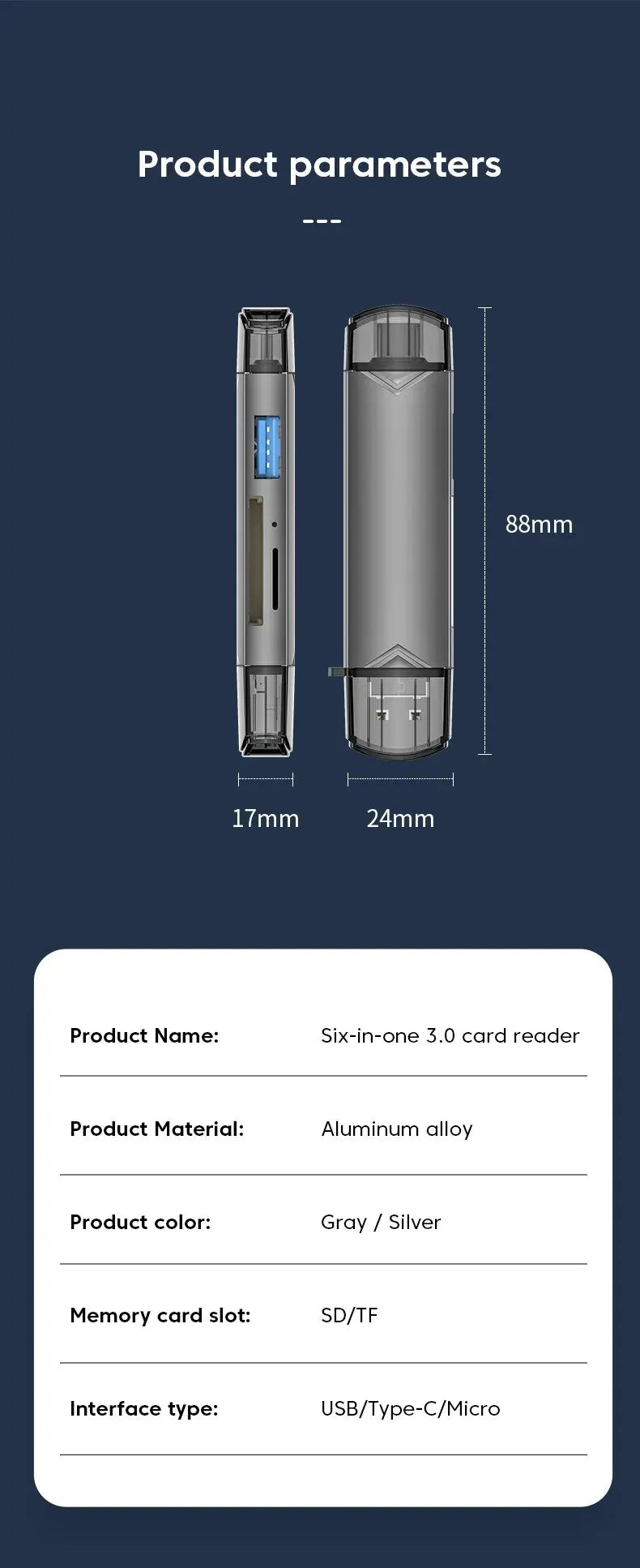 6 In 1 Multifunction Usb 3.0 Card Reader U Disk Type C/Micro Usb/Tf/Sd Flash Drive Memory Card Reading Adapter Phone Accessories Beauty World Shop