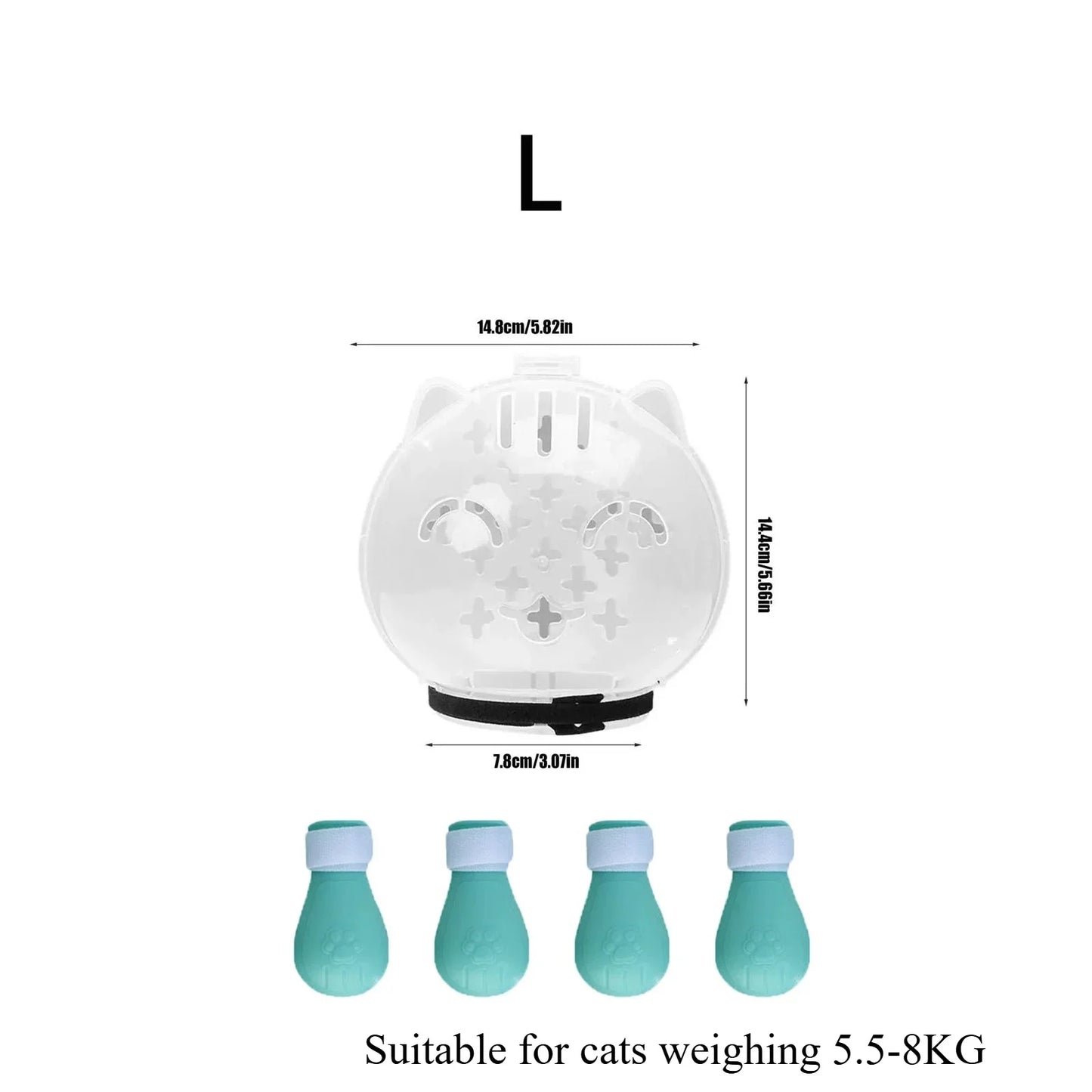 1Set Cat Muzzle Pet Grooming Cover Accessory Cat Anti Bite Anti Licking Space Hood Breathable Helmet with 4 Silicone Paw Shoes Beauty World Shop