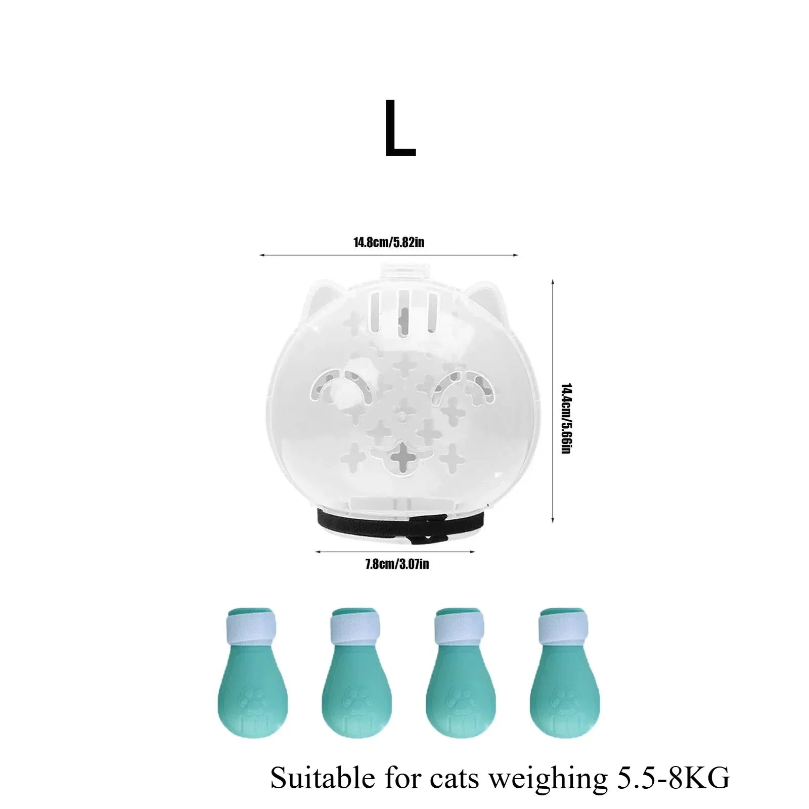 1Set Cat Muzzle Pet Grooming Cover Accessory Cat Anti Bite Anti Licking Space Hood Breathable Helmet with 4 Silicone Paw Shoes Beauty World Shop