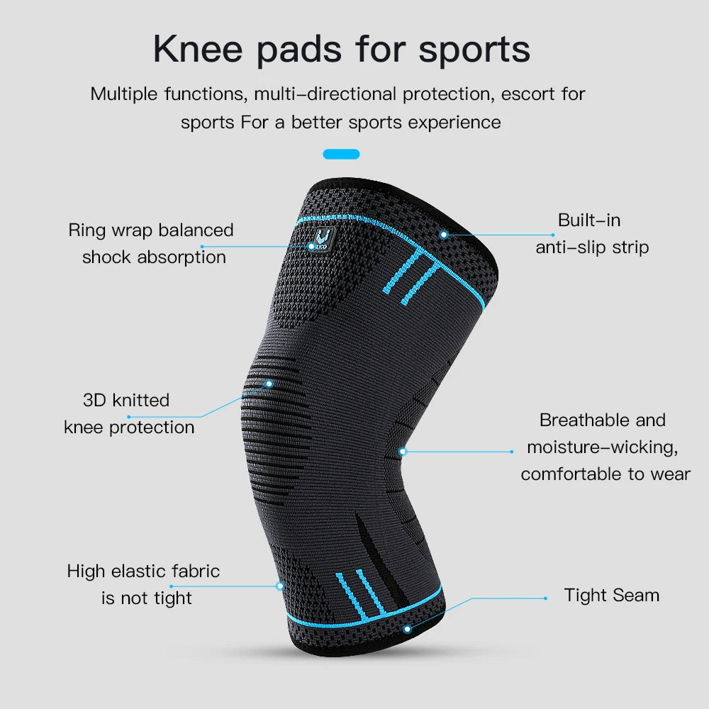 1 Pcs Compression Knee Support Sleeve Elastic Breathable Knee Pads Brace Springs Gym Sports Protector Basketball Volleyball Run Beauty World Shop