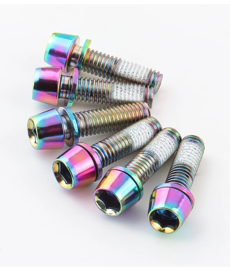 MUQZI 6pcs Stem Bolts M5x17mm Bicycle Handlebar Stem Screw With Washer MTB Road Bike Stem Riser Screw Beauty World Shop