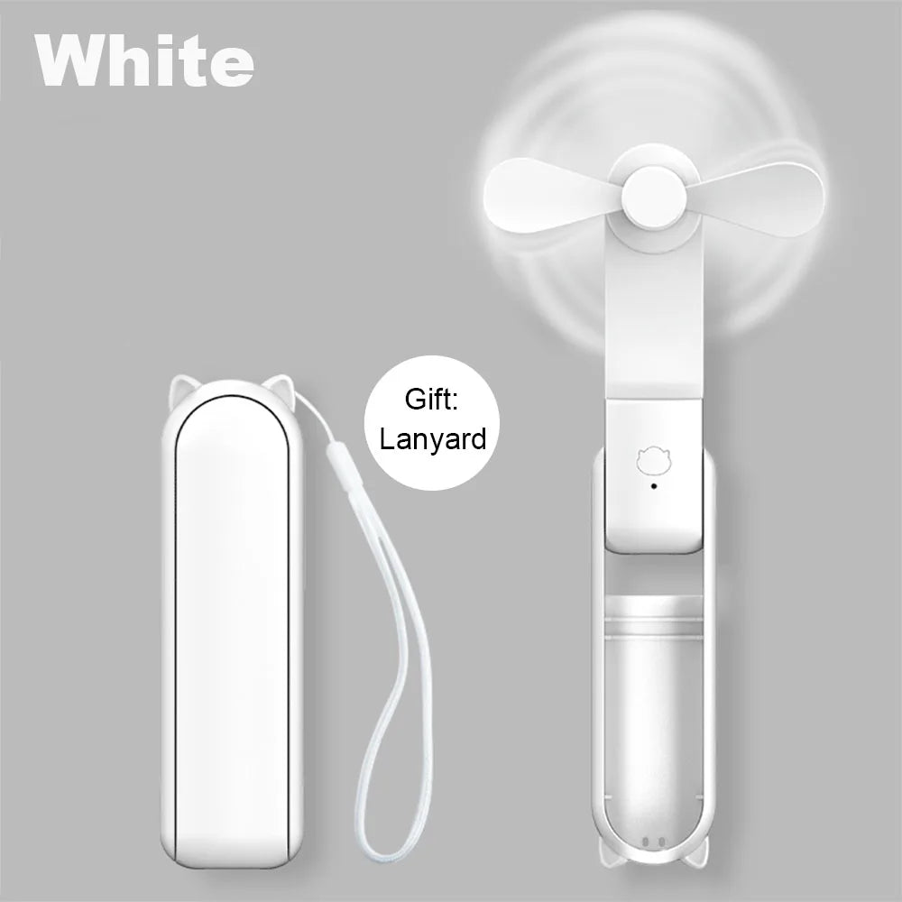 Portable Fan 2000mAh USB Rechargeable 3 Speed Mini Handheld Foldable Fan Hand Held Small Pocket Travel Fan with Handy Power Bank Beauty World Shop