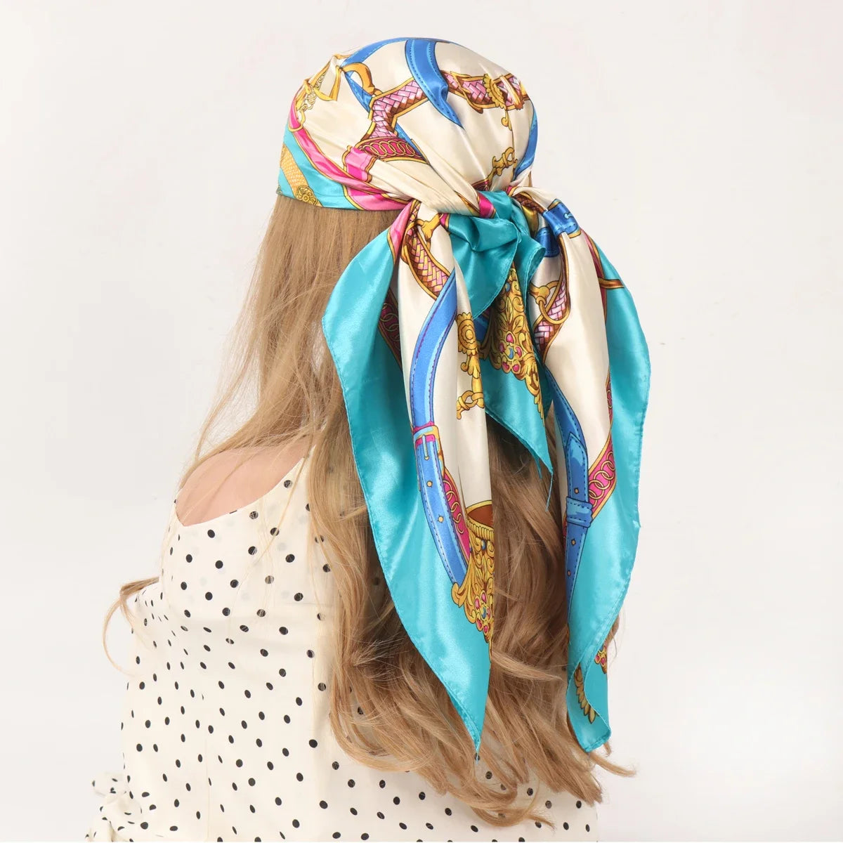 90*90cm Silk Scarf Scarftop Headwraps Women Four Seasons Hair Scarve Hijab Foulard Iuxe Bandana Femme Headscarf Beauty World Shop