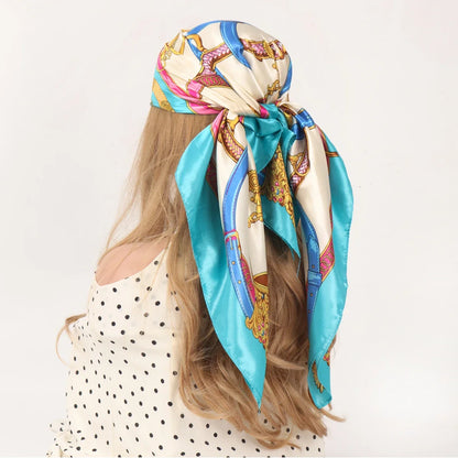 90*90cm Silk Scarf Scarftop Headwraps Women Four Seasons Hair Scarve Hijab Foulard Iuxe Bandana Femme Headscarf Beauty World Shop