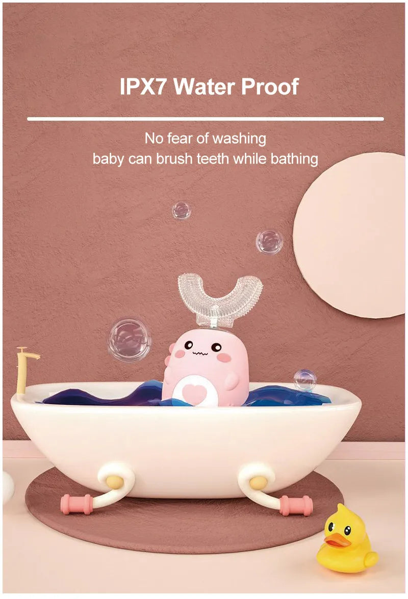 Children'S Electric Toothbrush Food Grade Silicone Oral 360 Degree Automatic Usb Charging Smart Children'S Toothbrush U-Shaped Beauty World Shop