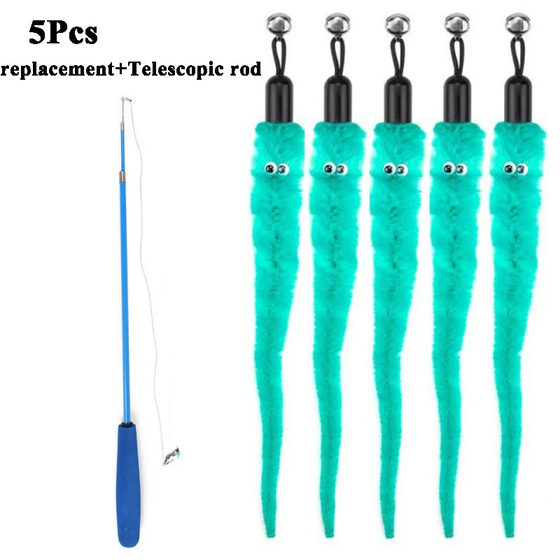 Replace Plush Cat Toy Accessories Worms Replacement Head Funny Cat Stick Pet Toys 5/10/6/11 Pcs Beauty World Shop