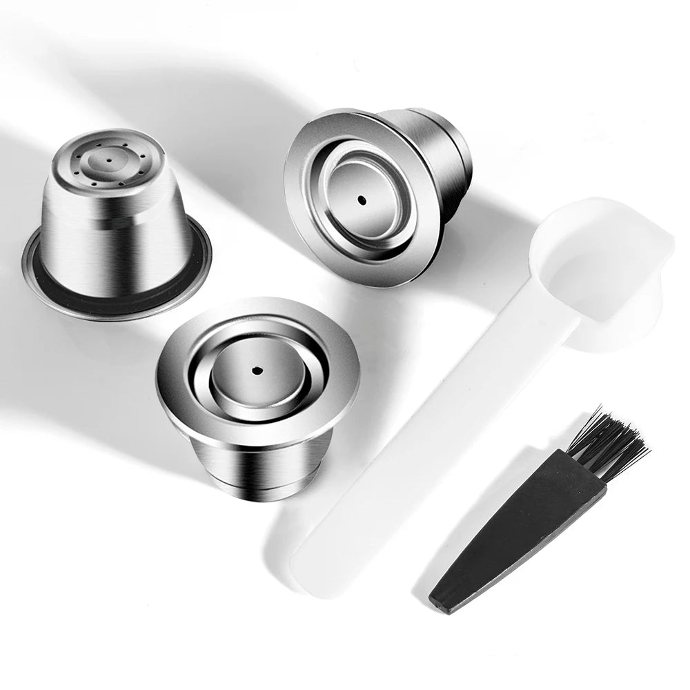 Reusable Coffee Capsule For Nespresso Espresso Crema Cups Stainless Steel Refillable Coffee Pods Filters With Tamper Dosing Ring Beauty World Shop