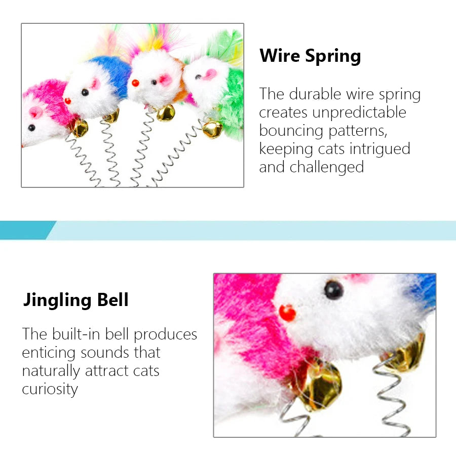 Swinging Mouse Toy - Suction Cup, Spring, and Feather Mouse Toy with Bell Sound, Interactive Cat Toy Beauty World Shop