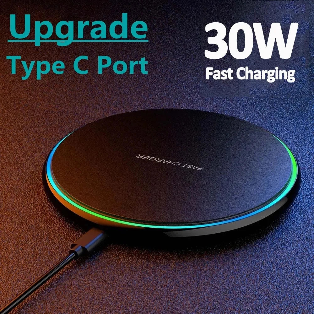 30W Wireless Charger For iPhone 15 14 13 12 X Pro Max Induction Fast Charging Pad Dock Station For Samsung S23 S22 Xiaomi Huawei Beauty World Shop