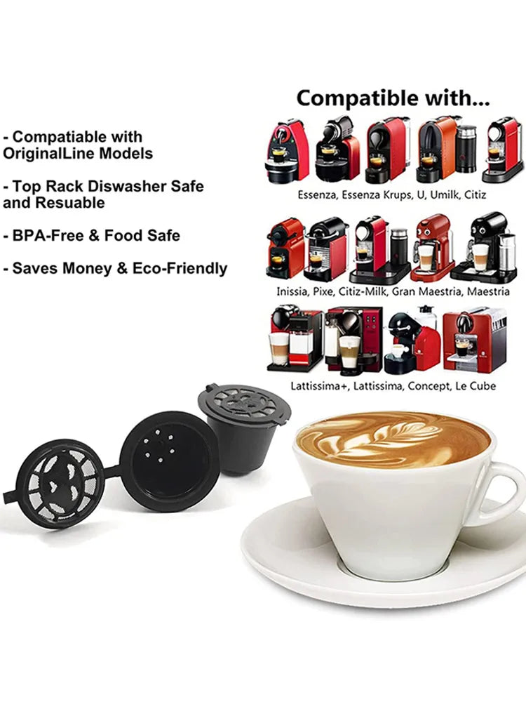 Reusable Coffee Capsule for Nespresso Machine with Stainless Filter Mesh Icafelas Refill Espresso Pod Kitchen Tamper Accessories Beauty World Shop