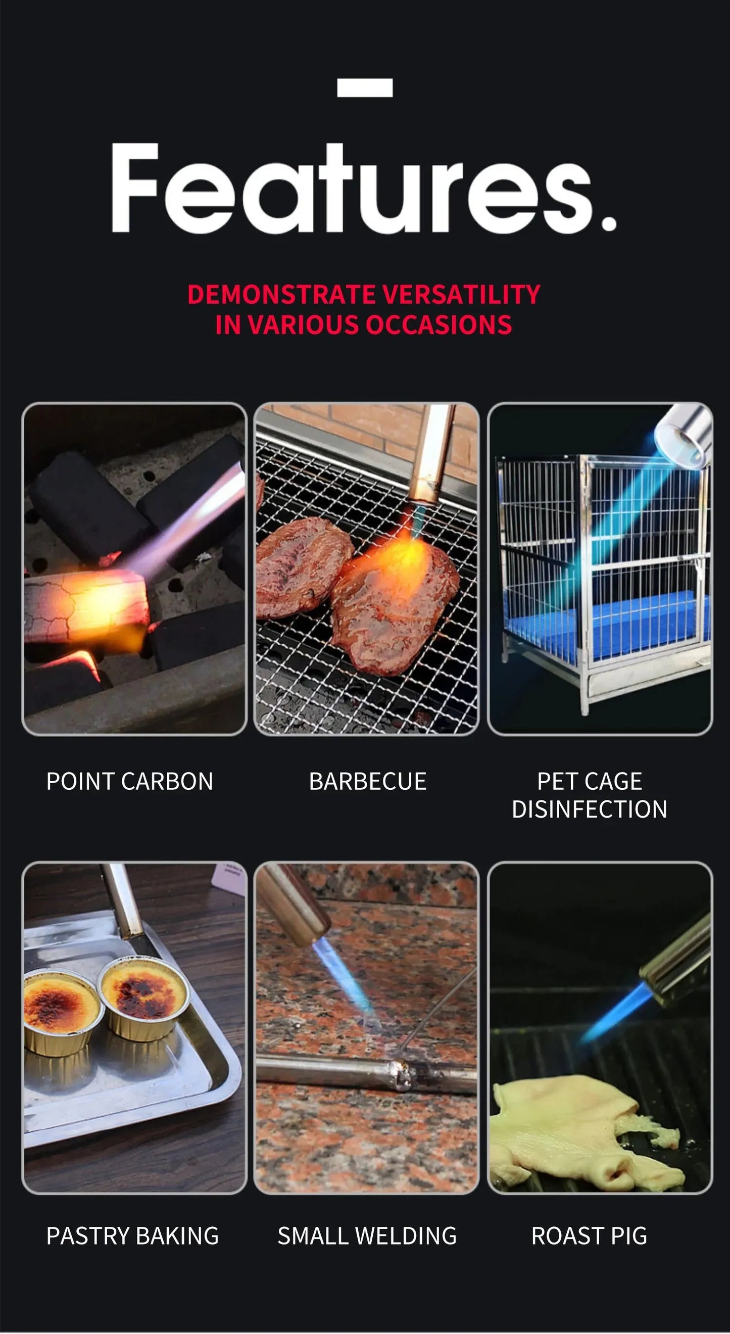 Torch Cooking AutoIgnition Butane Gas Welding-Burner Welding Gas Burner Flame Gas Torch Flame Gun Blow for BBQ Camping Cooking Beauty World Shop