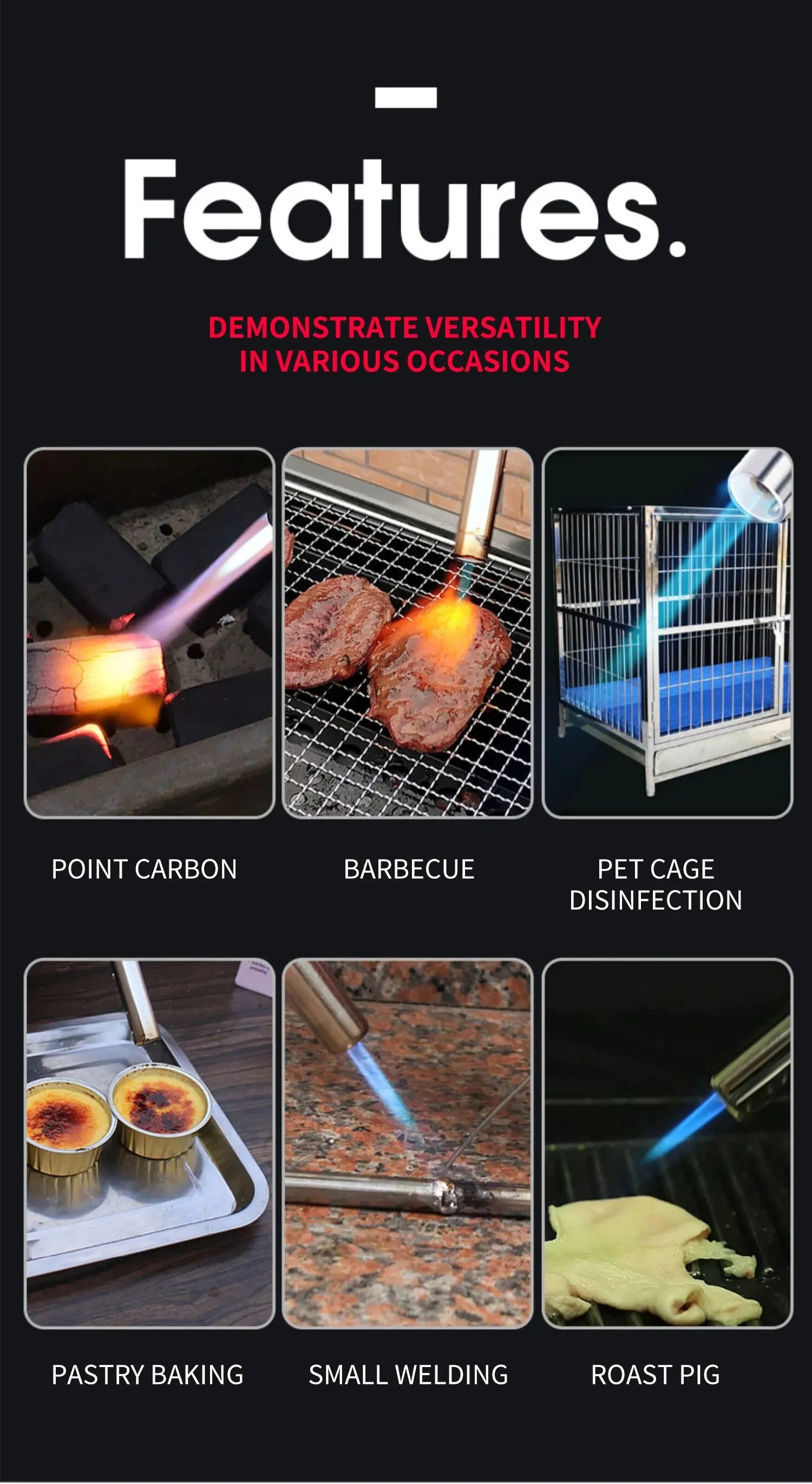 Torch Cooking AutoIgnition Butane Gas Welding-Burner Welding Gas Burner Flame Gas Torch Flame Gun Blow for BBQ Camping Cooking Beauty World Shop
