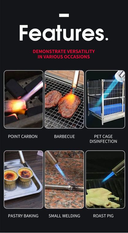 Torch Cooking AutoIgnition Butane Gas Welding-Burner Welding Gas Burner Flame Gas Torch Flame Gun Blow for BBQ Camping Cooking Beauty World Shop