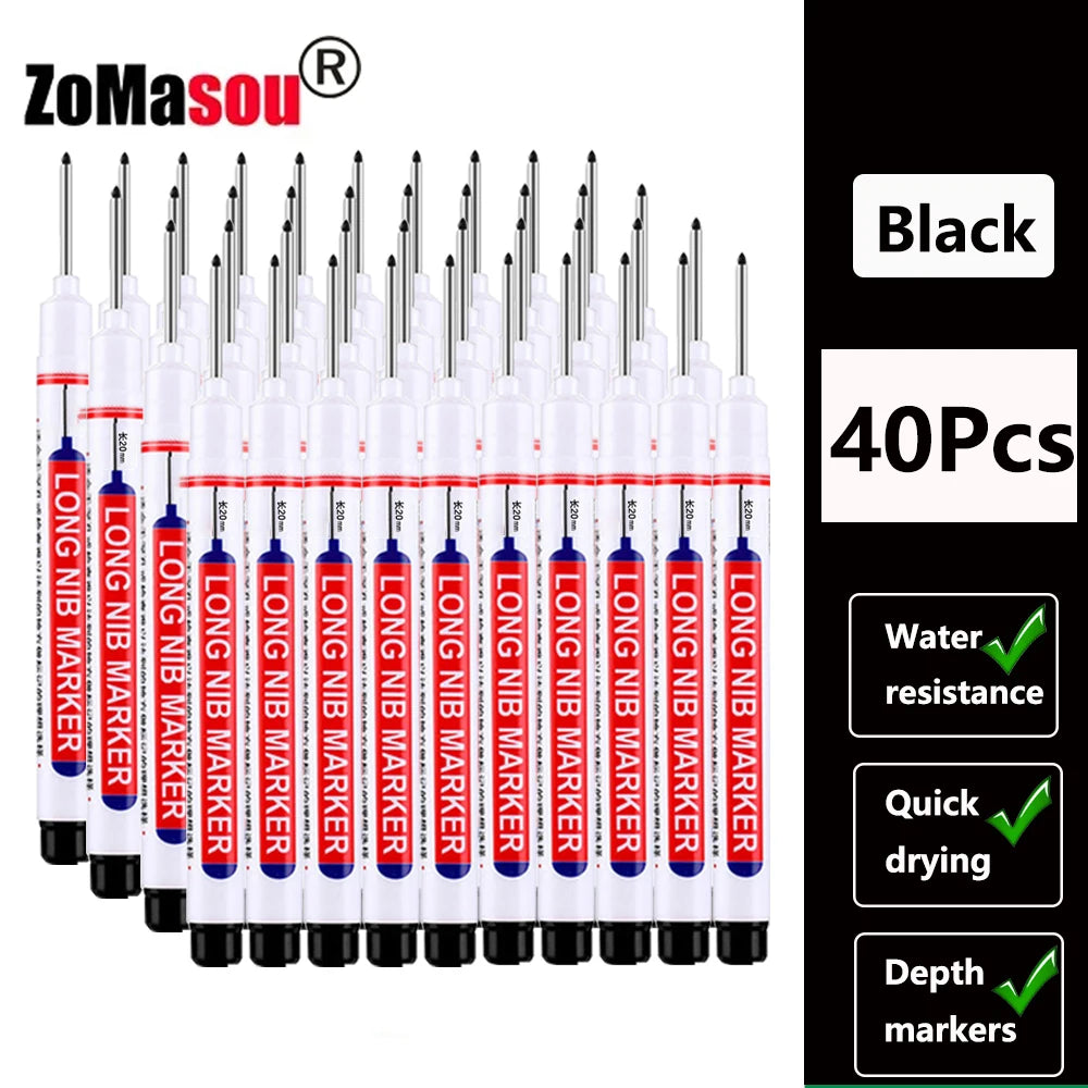 1-100Pcs 2cm Waterproof Long Head Markers Deep Hole Marker Pen for Metal Carpenter Red/Black/Blue/Green Ink Woodworking Tools Beauty World Shop