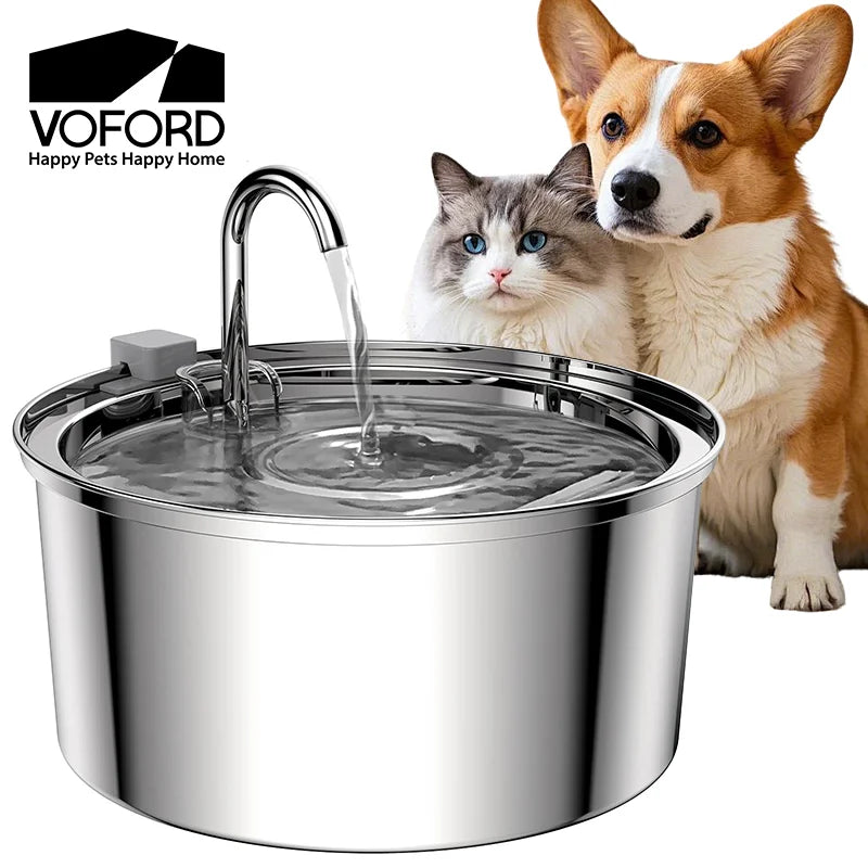 Automatic Cat Water Fountain Stainless Steel Pet Fountain Dog Water Dispenser With USB Electric Ultra-Quiet Pump Cat Supplies