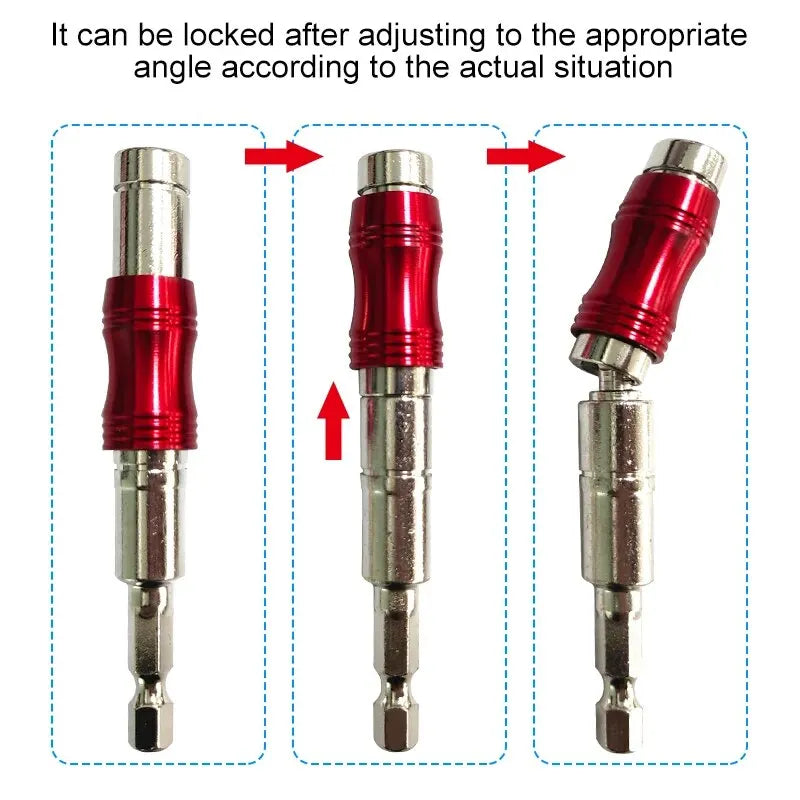 1PC Red Curved Hexagonal Handle Directional Extension Rod Magnetic Screw Drill Tip Universal Adapter Electric Tool Accessories Beauty World Shop